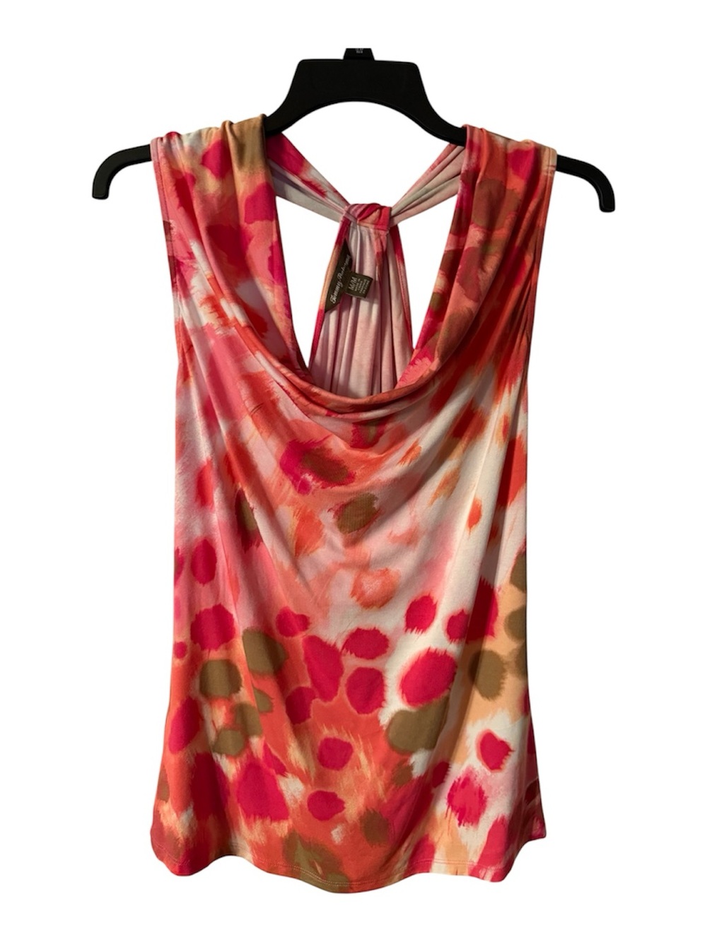 Sleeveless Pink Coral Watercolor Print Cowl Neck Dress Tommy Bahama size medium